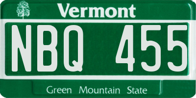 VT license plate NBQ455