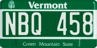 VT license plate NBQ458
