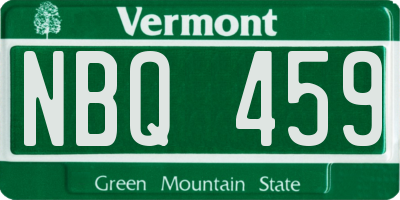 VT license plate NBQ459