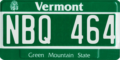 VT license plate NBQ464