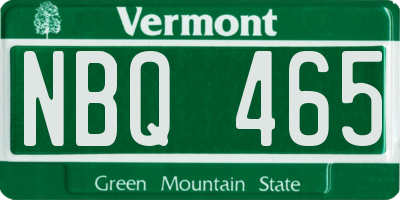 VT license plate NBQ465