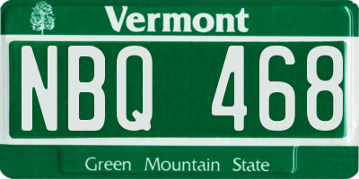 VT license plate NBQ468
