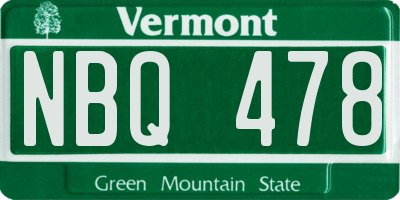 VT license plate NBQ478