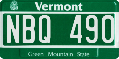 VT license plate NBQ490