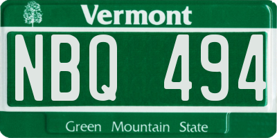 VT license plate NBQ494