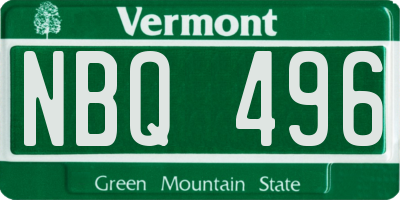 VT license plate NBQ496