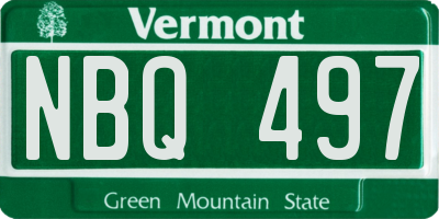 VT license plate NBQ497
