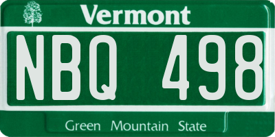 VT license plate NBQ498