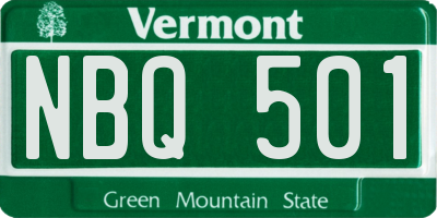 VT license plate NBQ501