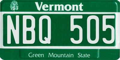 VT license plate NBQ505