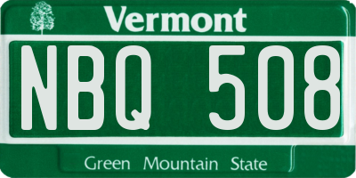 VT license plate NBQ508