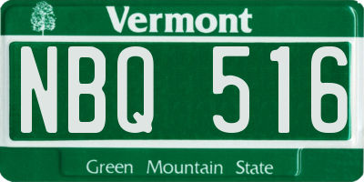 VT license plate NBQ516