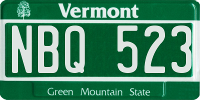 VT license plate NBQ523