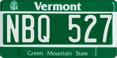 VT license plate NBQ527