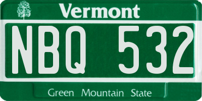 VT license plate NBQ532