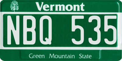 VT license plate NBQ535