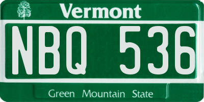 VT license plate NBQ536