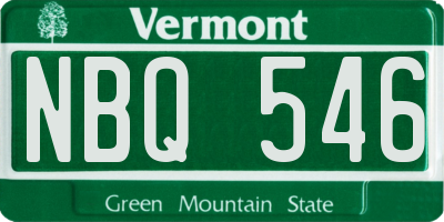 VT license plate NBQ546