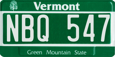 VT license plate NBQ547