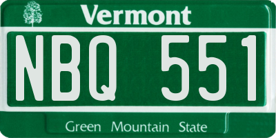 VT license plate NBQ551
