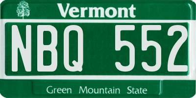VT license plate NBQ552