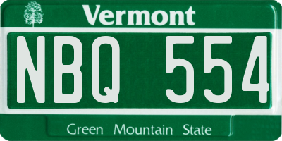 VT license plate NBQ554