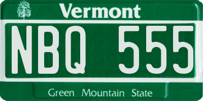 VT license plate NBQ555