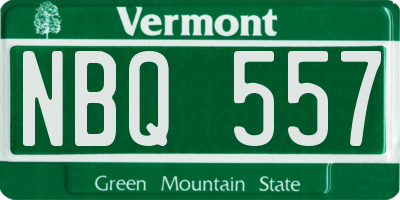 VT license plate NBQ557