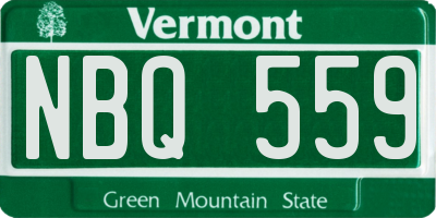 VT license plate NBQ559