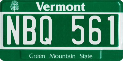 VT license plate NBQ561