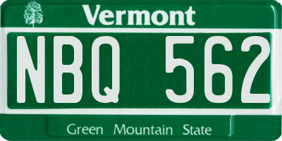 VT license plate NBQ562