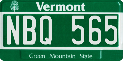 VT license plate NBQ565