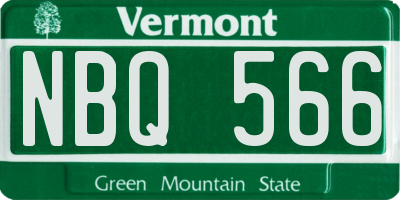 VT license plate NBQ566