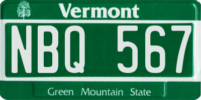 VT license plate NBQ567