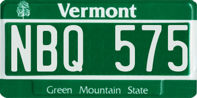 VT license plate NBQ575