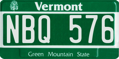 VT license plate NBQ576