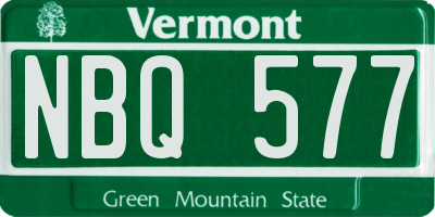 VT license plate NBQ577