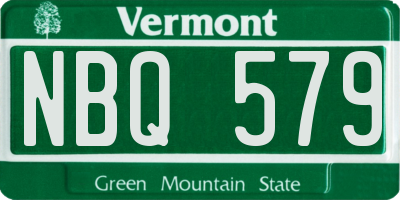VT license plate NBQ579