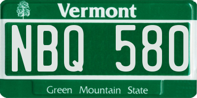 VT license plate NBQ580