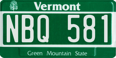 VT license plate NBQ581