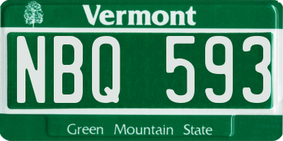 VT license plate NBQ593