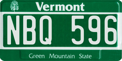 VT license plate NBQ596