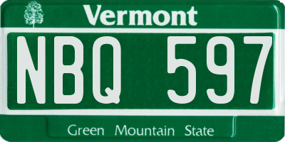 VT license plate NBQ597