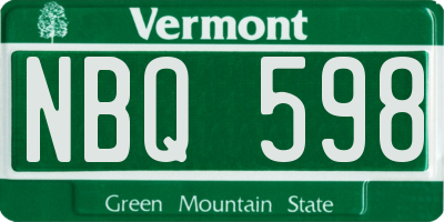 VT license plate NBQ598