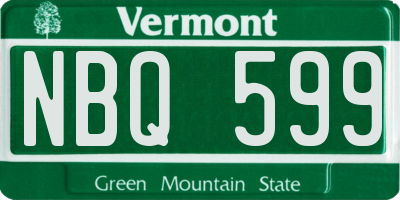 VT license plate NBQ599