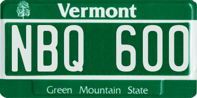 VT license plate NBQ600