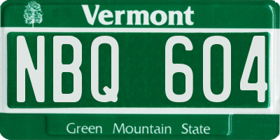VT license plate NBQ604