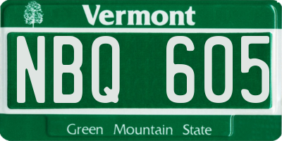 VT license plate NBQ605