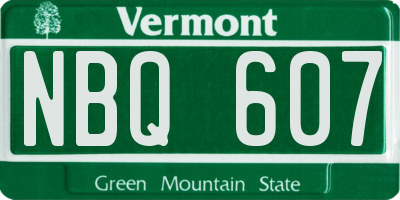 VT license plate NBQ607