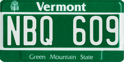 VT license plate NBQ609